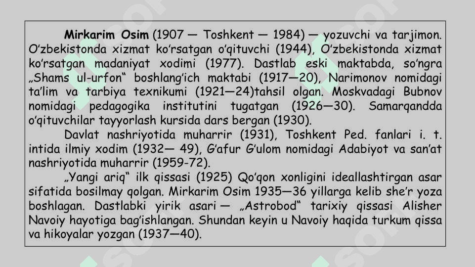 Mirkarim Osim. Hayoti va ijodi 4