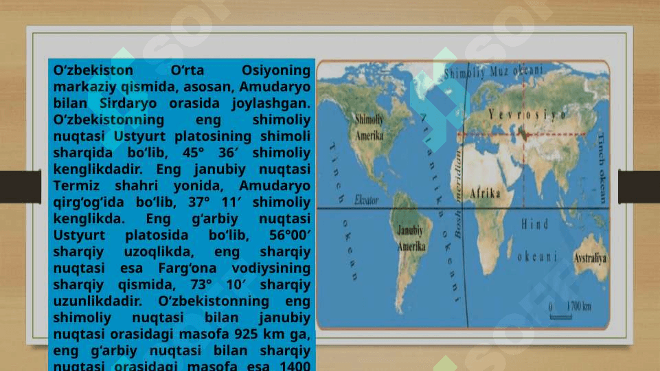 Oʻzbekistonning  geografik oʻrni 2