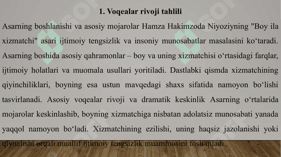 Mumtoz asarlarni sharxlab oʻrganish. Lugʻat ustida ishlash. ("Boy ila xizmatchi" asari misolida) dramatik asarlar taxlilida voqea va personajlar 5