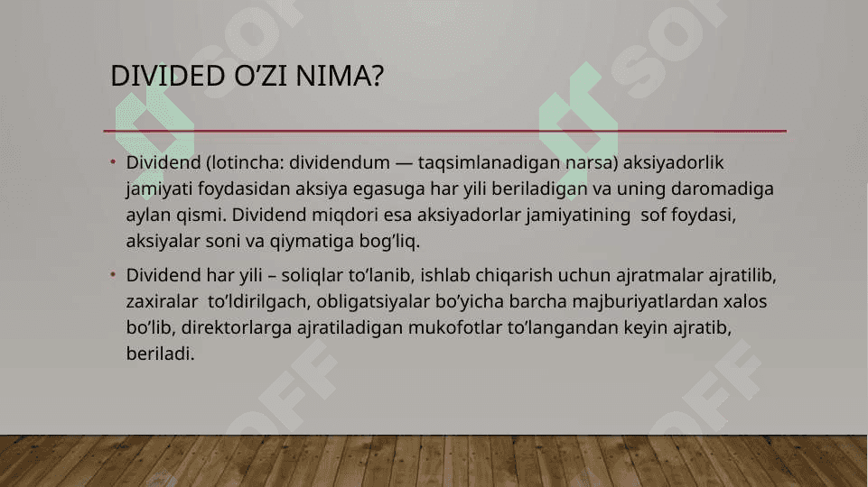 Dividend siyosatining mohiyati 2