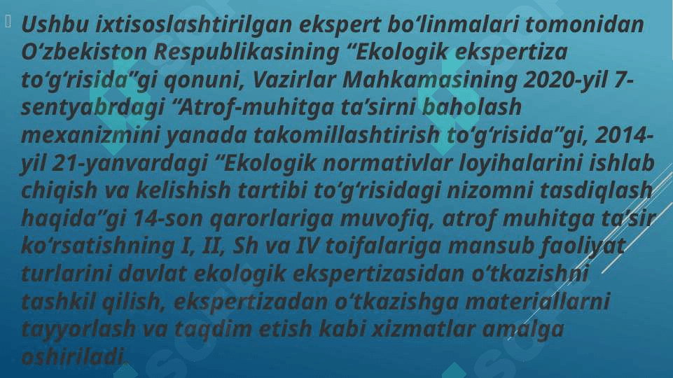 Iqlim o’zgarishi sharoitida tabiatni muhofaza qiluvchi shu jumaladan yer va tuproq resurslaridan oqilona foydalanish va muhofaza qilishga qaratilgan meyoriy huquqiy hujjatlar hamda fan ekalogik tarbiya, ta’lim, axbo 5