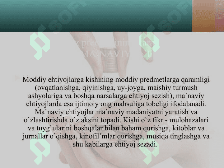 Ehtiyoj faollikni yuzaga keltiruvchi turtki sifatida va ehtiyoj o'rganish metodlari 5