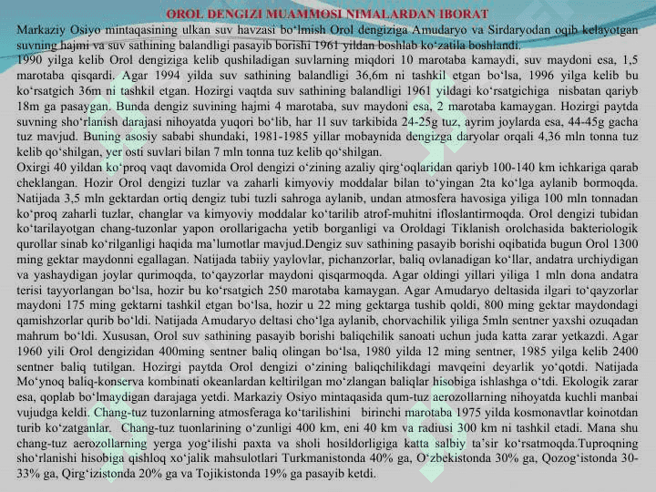 O’zbekistonda ekologik masalalar va ularning hal qilish yo’llari 4