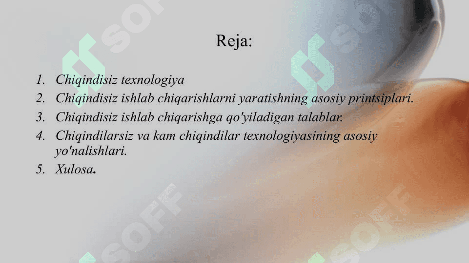 Sanoatda chiqindisiz ishlab chiqarishni rivojlantirishning yo’nalishlari 2