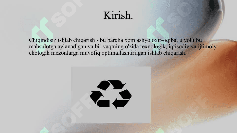 Sanoatda chiqindisiz ishlab chiqarishni rivojlantirishning yo’nalishlari 3
