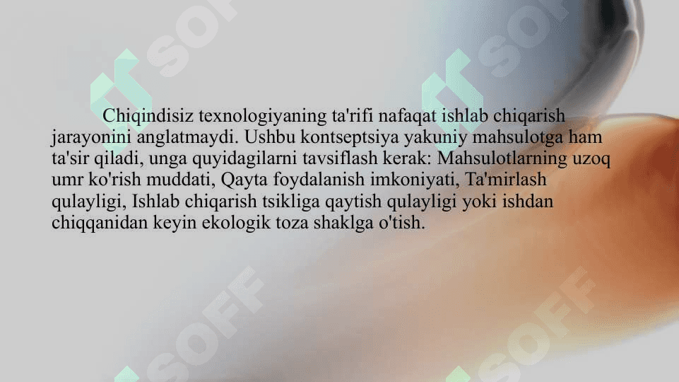 Sanoatda chiqindisiz ishlab chiqarishni rivojlantirishning yo’nalishlari 5