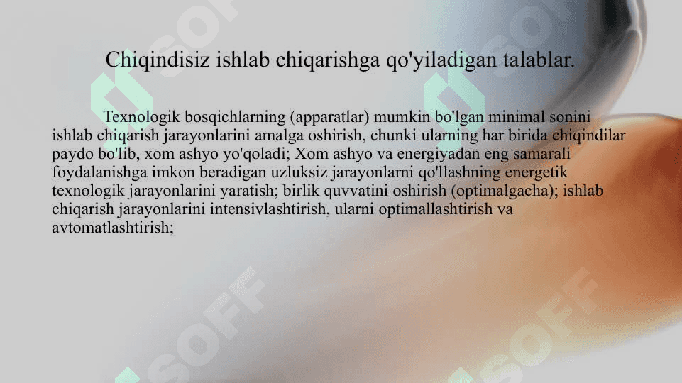 Sanoatda chiqindisiz ishlab chiqarishni rivojlantirishning yo’nalishlari 8