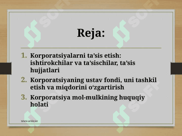 korporatsiyalarni ta’sis etish 2