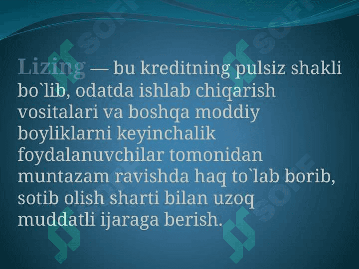 Lizing operatsiyalari hisobi 2