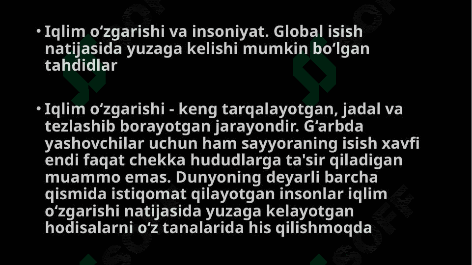 Iqlim o’zgarishiga sabab bo’ladigan issiqxona gazlarini o’rganish 2