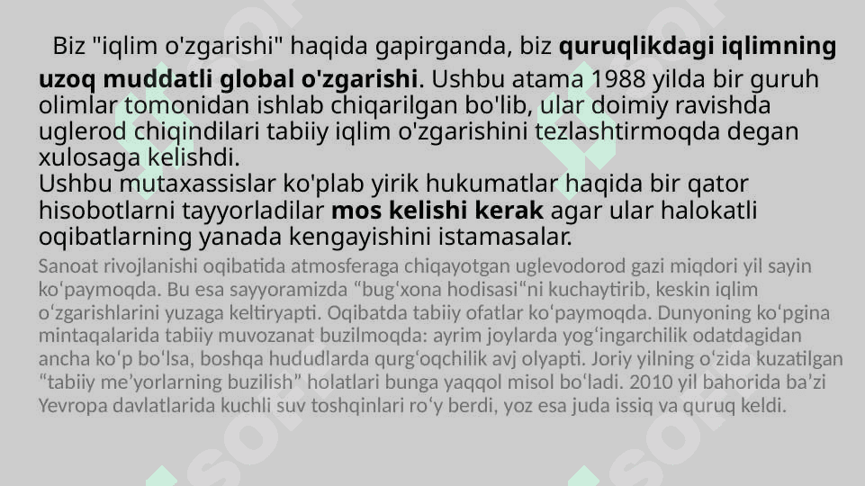 Iqlimni o’zgarib borishi va uning atrof-muhitga ta’siri 3