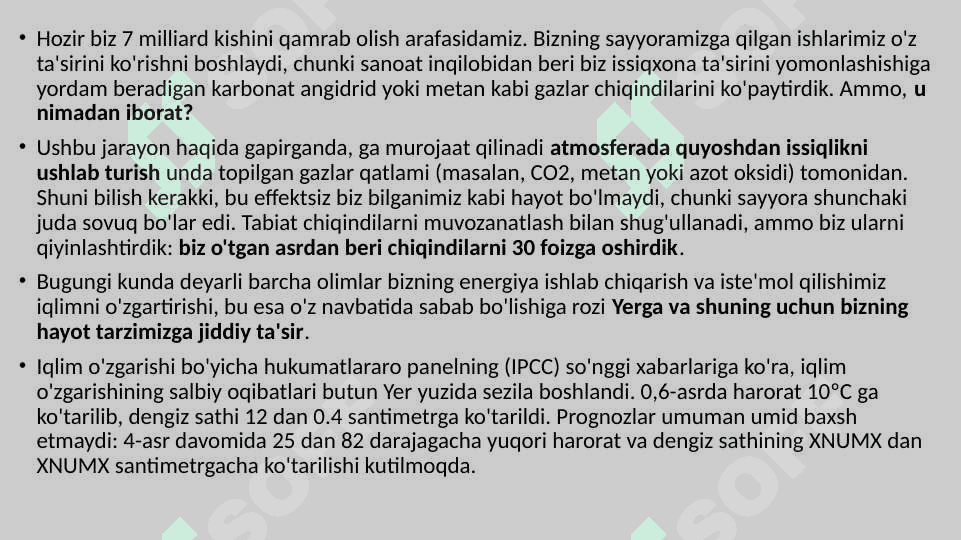Iqlimni o’zgarib borishi va uning atrof-muhitga ta’siri 8