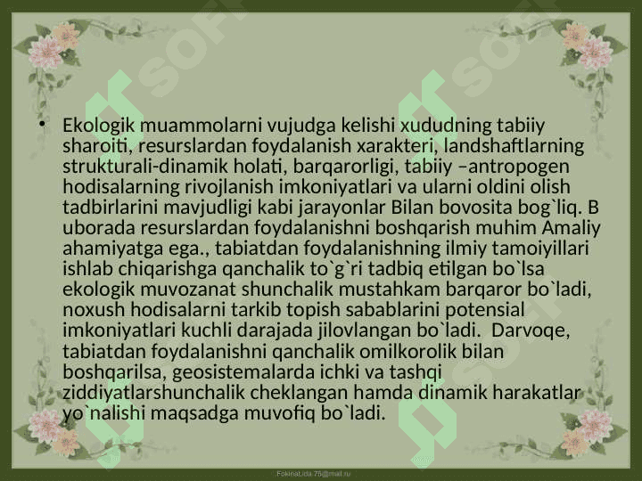 O’zbekistonda ekotizimlar muammolari va ularni bartaraf etish yo’llari 7