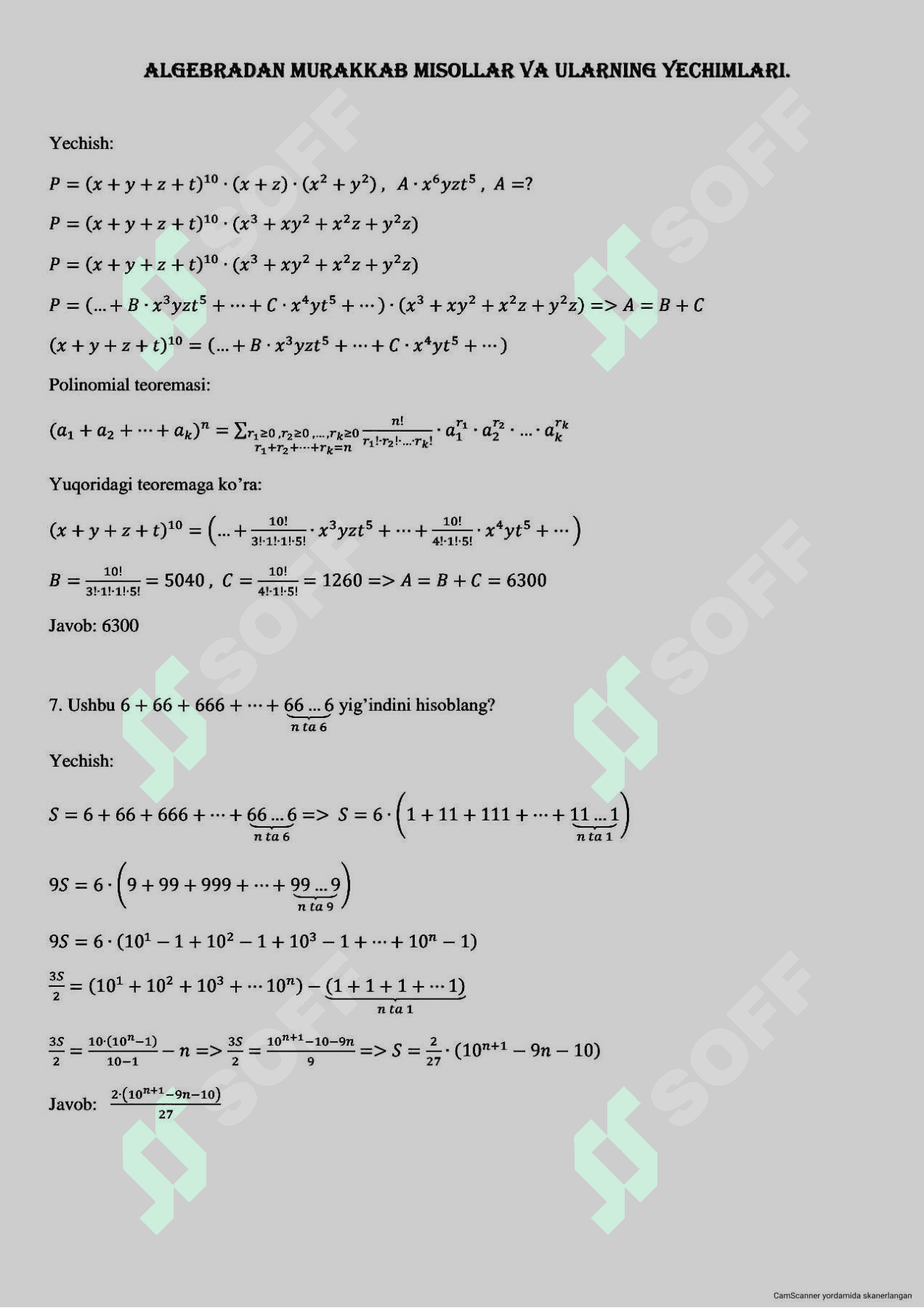 Algebradan misollar 4