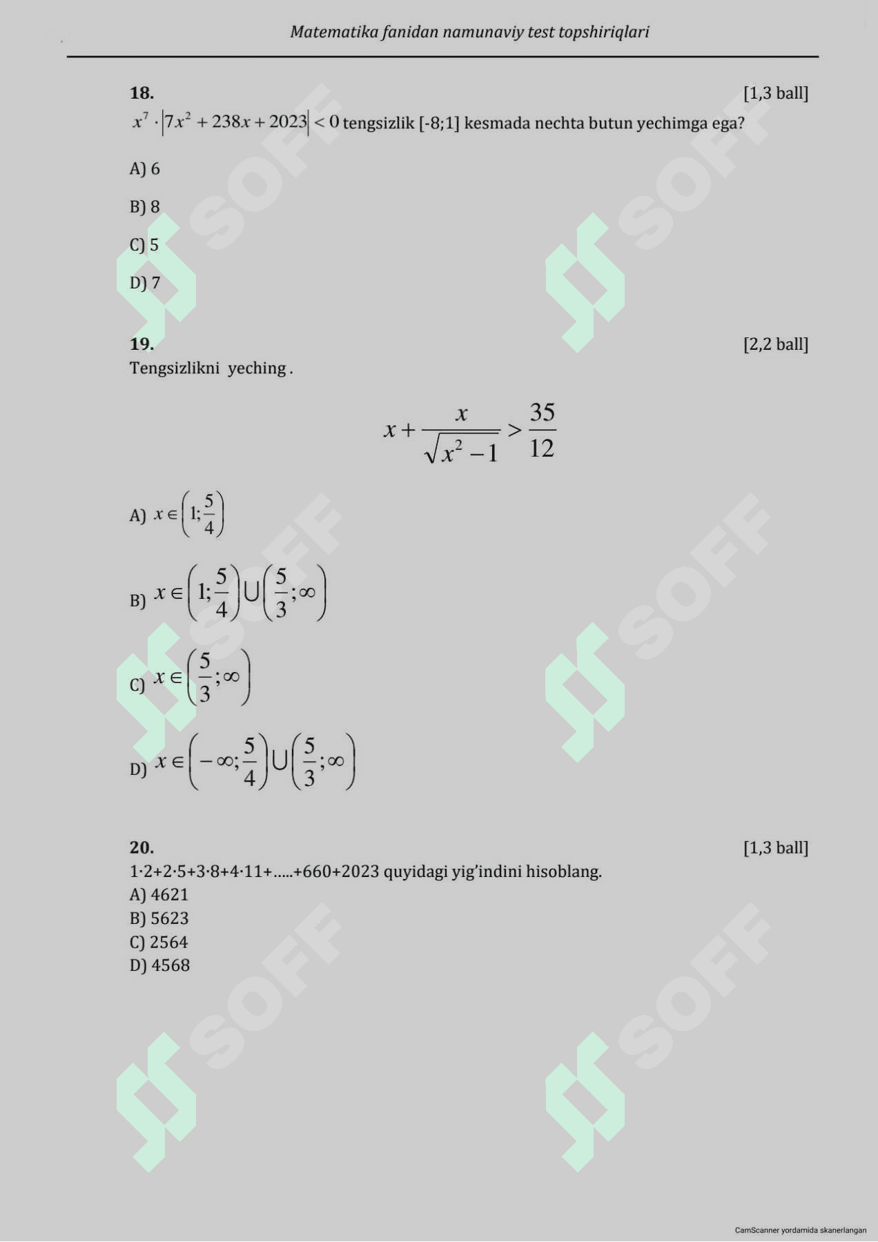 Matematika Milliy Sertifikat 6