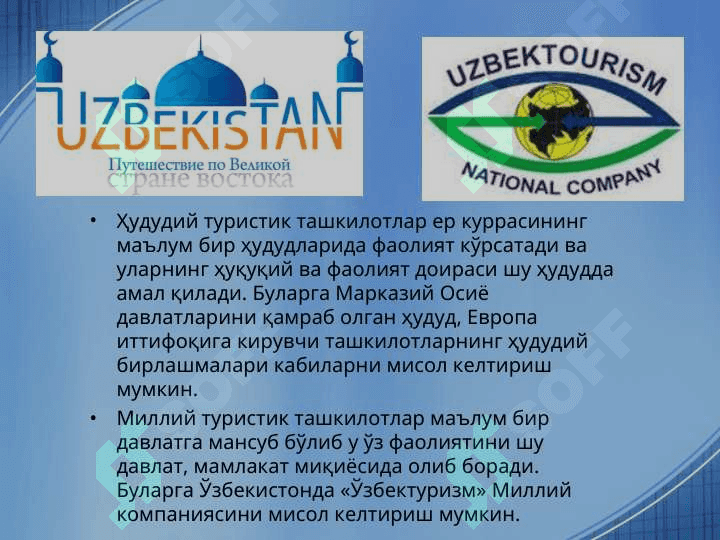 Туристик ташкилотлар таснифиТуристик ташкилотлар таснифи 7