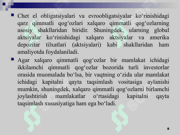 Xalqaro moliya bozori 8