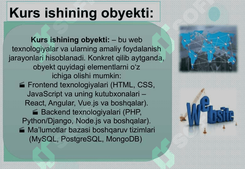 Web texnologiyalar va ulardan foydalanish metodikasi 6
