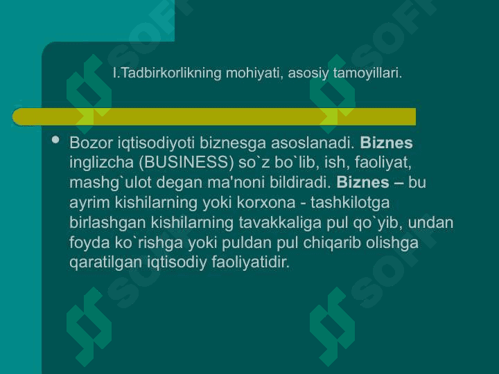 Tadbirkorlik faoliyati. Tadbirkorlik sarf-xarajatlari va foyda 2