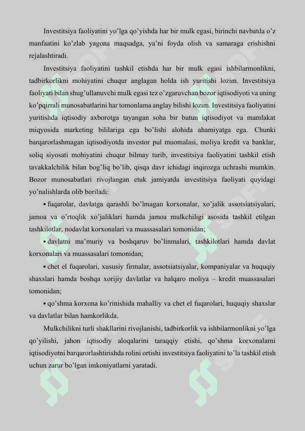 Investitsiya faoliyatini moliyalashtirish manbalari va usullari 4