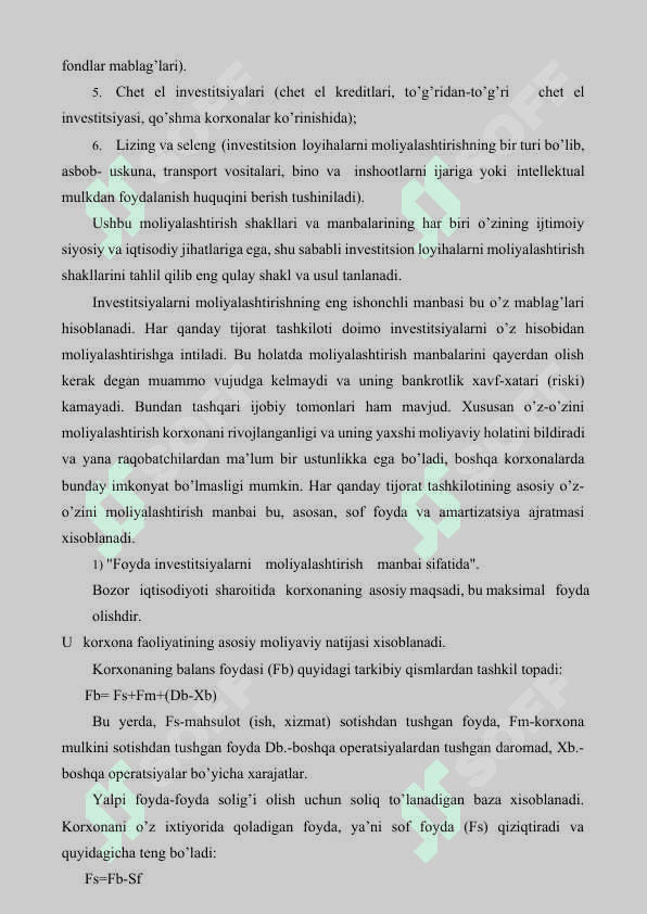 Investitsiya faoliyatini moliyalashtirish manbalari va usullari 7