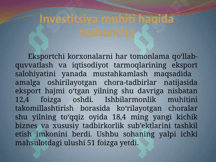 Surxondaryo viloyati  Investitsiya muhiti 4