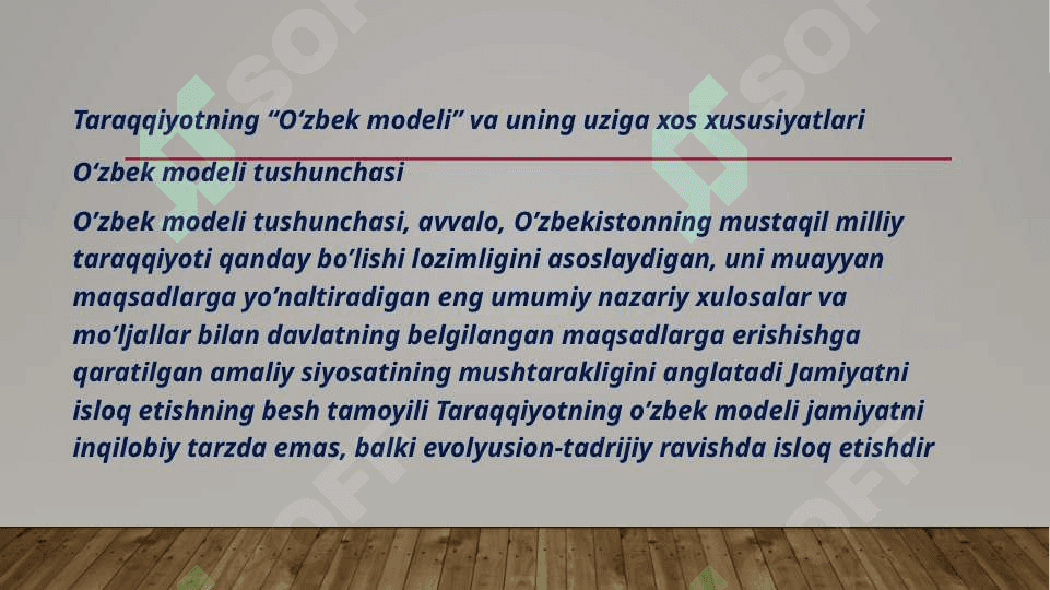 TAraqqiyotning o’zbek modeli va uning o’ziga xos xususiyatlari 2