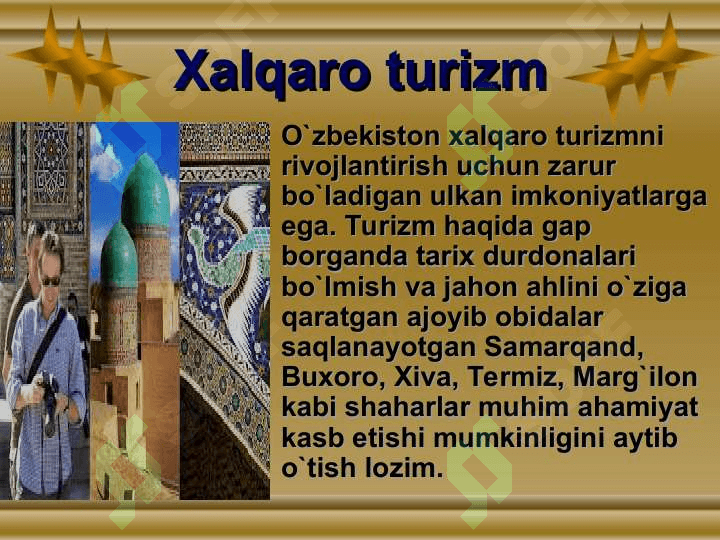 Turizm rivojining xalqaro iqtisodiy aloqalari 2