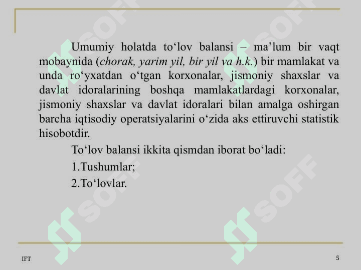 Xalqaro moliya munosabatlarida to‘lov balansini boshqarish 5