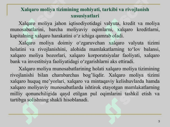 XAlqaro Moliya Tizimi 3