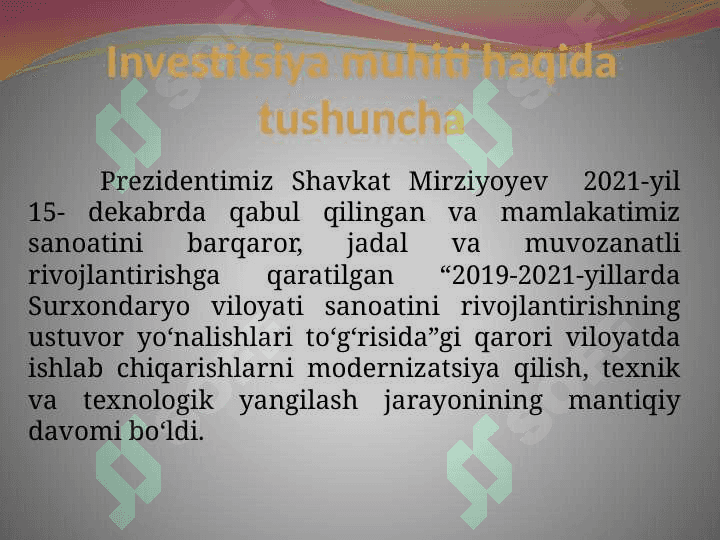 Surxondaryo viloyati  Investitsiya muhiti 6