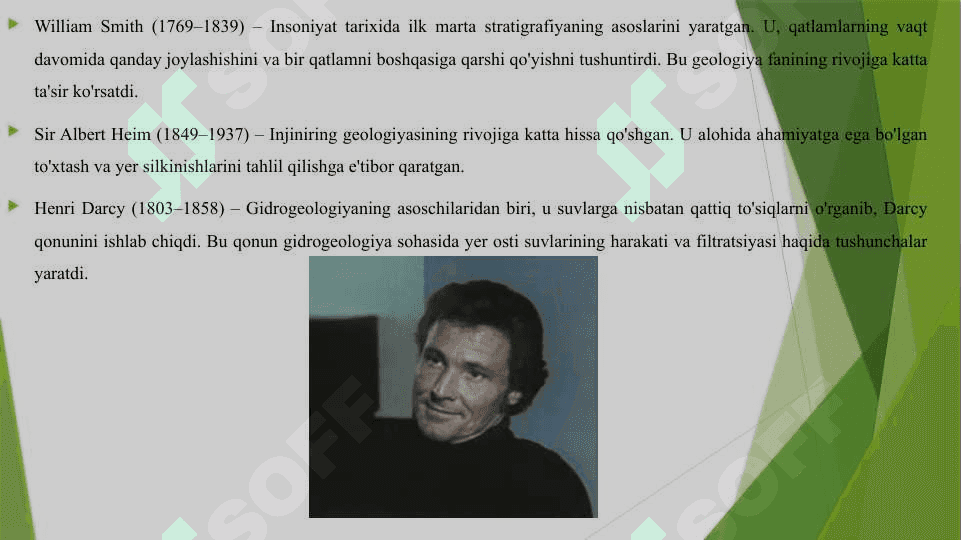 GEOLOGIYA, INJENERLIK GEOLOGIYASI VA GIDROGEOLOGIYA FANLARINING RIVOJLANISHIGA KATTA XISSA QO'SHGAN OLIMLAR. 3