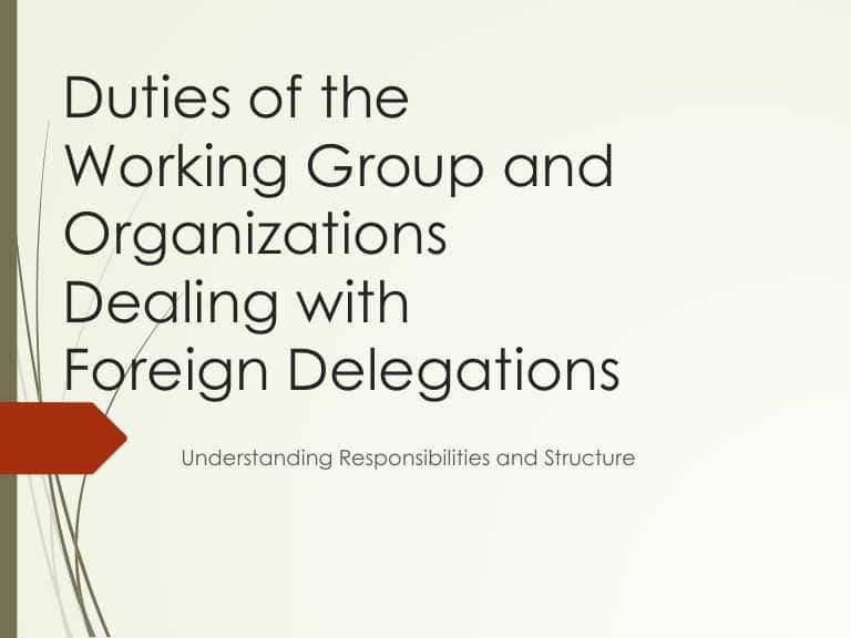 Duties of the
Working Group and
Organizations
Dealing with
Foreign Delegations