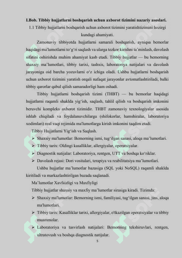 Tibbiy hujjatlarni boshqarish uchun axborot tizimini nazariy asoslari 4