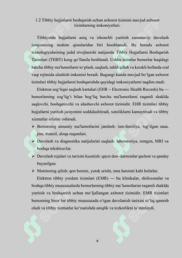 Tibbiy hujjatlarni boshqarish uchun axborot tizimini nazariy asoslari 7