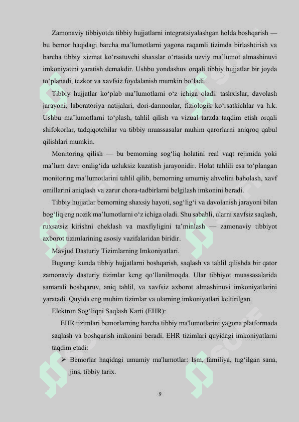 Tibbiy hujjatlarni boshqarish uchun axborot tizimini nazariy asoslari 8
