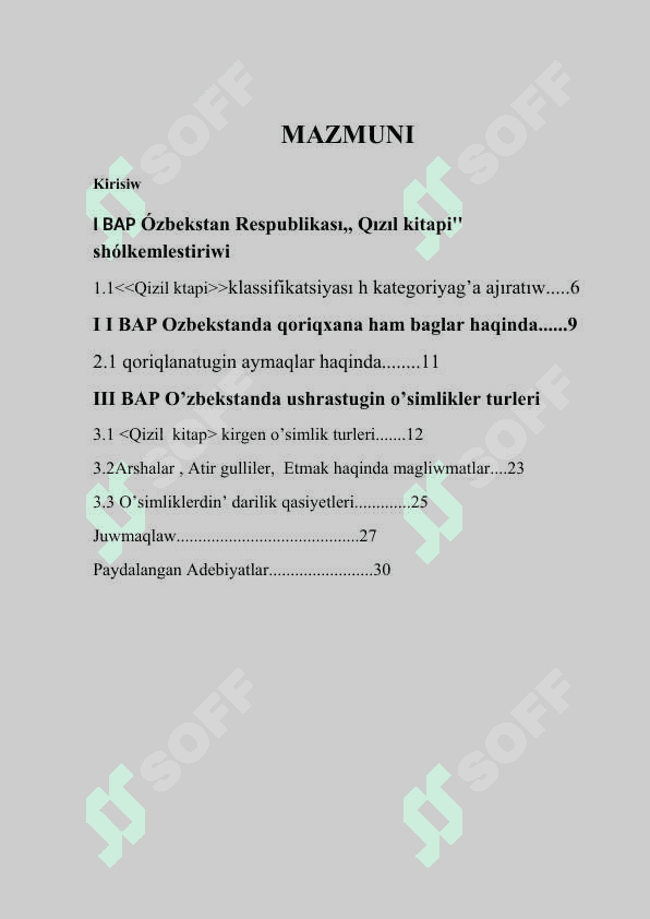 O’zbekstan Respublikasi <<Qizil kitabi>> kiritilgen o’simlikler wakilleri 2