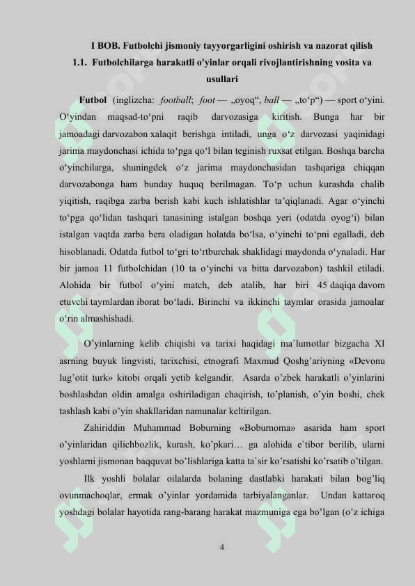 FUTBOL TO'GARAGIGA QATNASHUVCHI TALABALARNI TAYYORGARLIGINI HARAKATLI O'YINLAR ORQALI RIVOJLANTIRISHNING VOSITA VA USULLARI 4