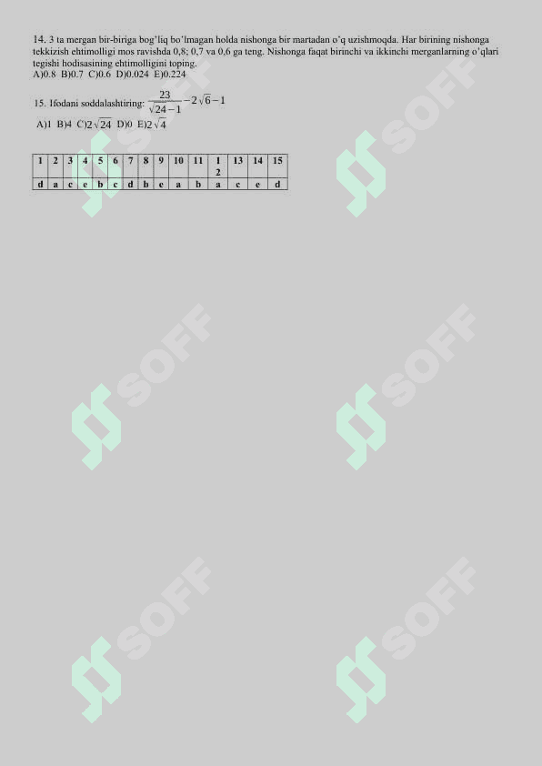 Test-1 matematika 2