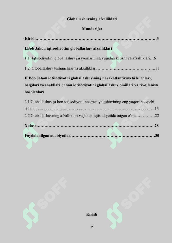 Glоbаllаshuvning аfzаlliklаri 2