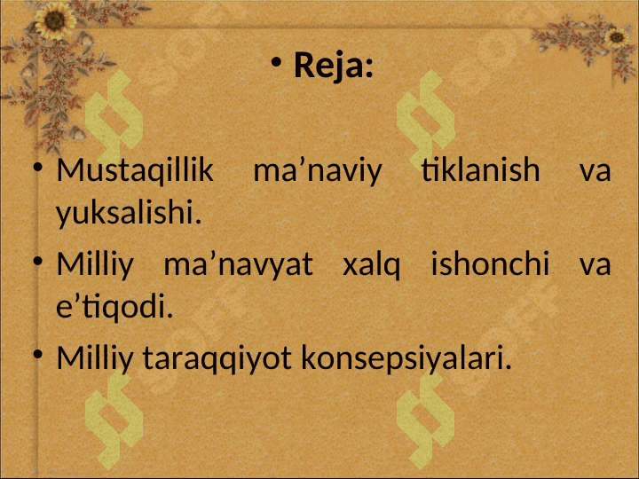 Milliy taraqqiyotning ma’naviy-g'oyaviy asoslari 2