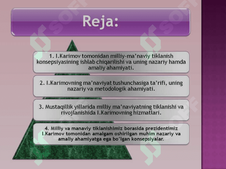 Islom Karimovning Milliy ma’naviy tiklanish konsepsiyasi, uning milliy mustaqillikni mustahkamlash va milliy taraqqiyotidagi ahamiyati. 2