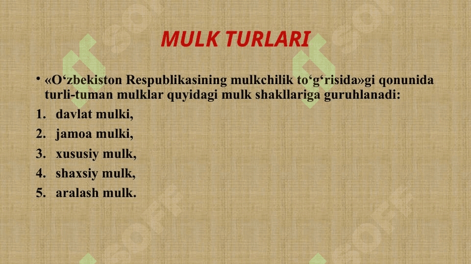 DAVLAT MULKINI XUSUSIYLASHTIRISH VA BOSHQARISH 6