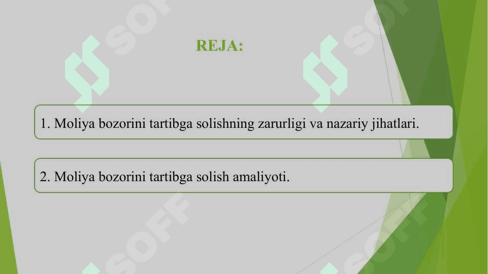 Moliya bozorini tartibga solish 2