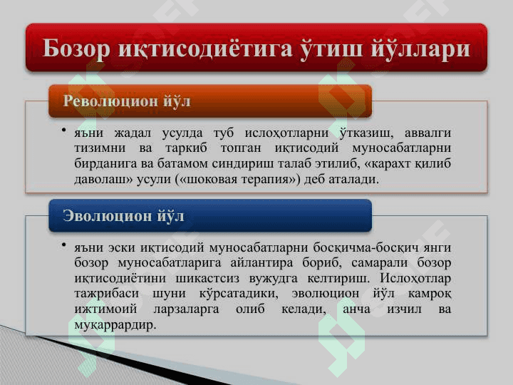 Bozor iqtisodiyotiga o'tish davri va uning O'zbekistondagi xususiyatlari 4