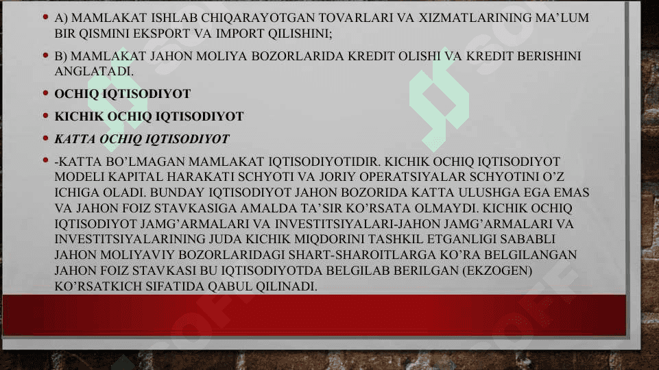 Ochiq iqtisodiyotda makroiqtisodiy siyosat. mandell fleming modeli 4