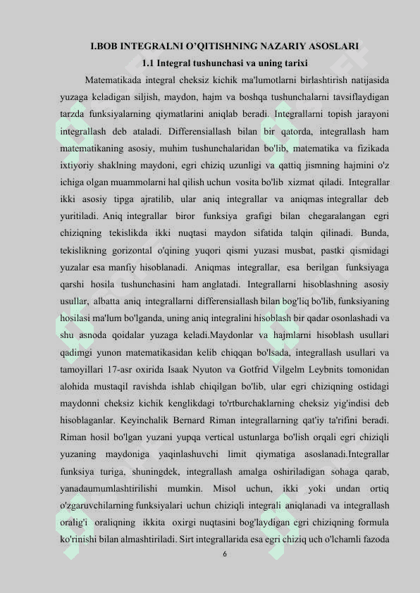 Integral tushunchasini o’qitish metodikasi 6