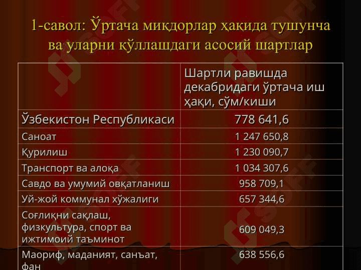 Ўртача миқдорлар 5