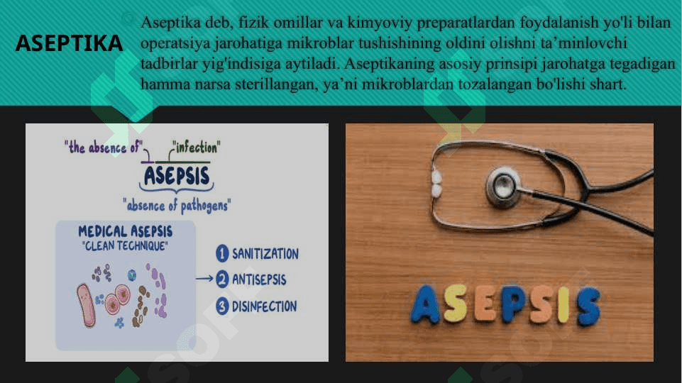 Havo-tomchi infeksiyalarini oldini olish usullari.

Xirurgik bo'lim, bog'lov xonasi, operatsiya xonalarida havo-tomchi infeksiyasini tarqalishini oldini olish usullari. 2