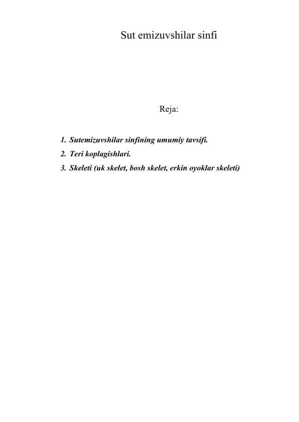 Sut emizuvshilar sinfi 1